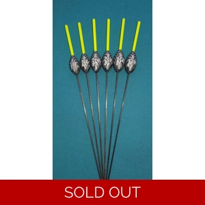 SRG006 Pack of 6 High Quality Pole Floats All-round Yellow Tip Fiberglass Stem